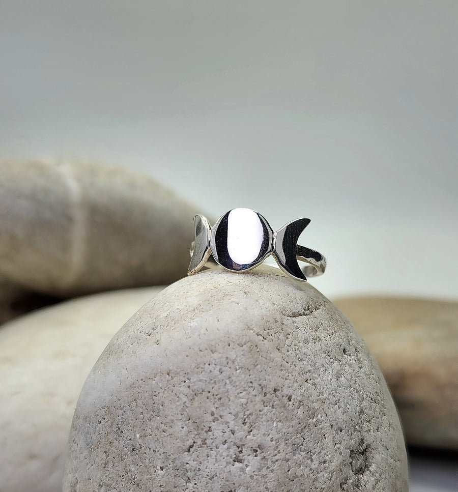 Celestial Moon Ring Sterling Silver