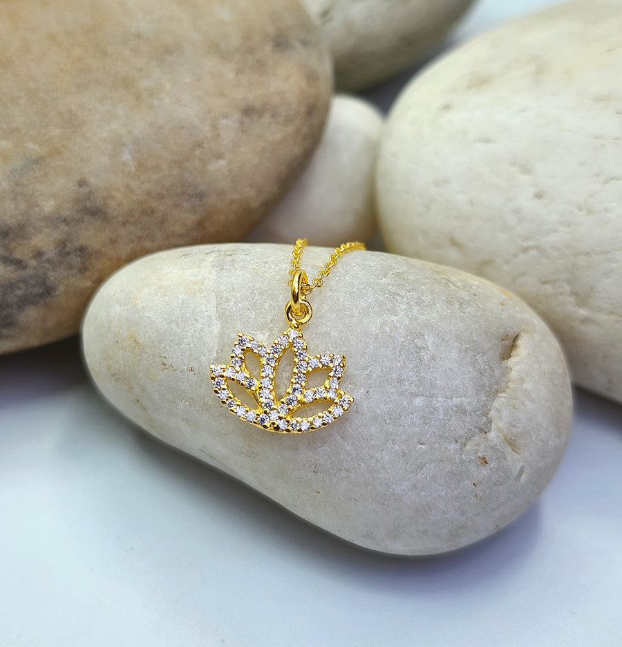 Lotus Flower Necklace 14K Gold Vermeil