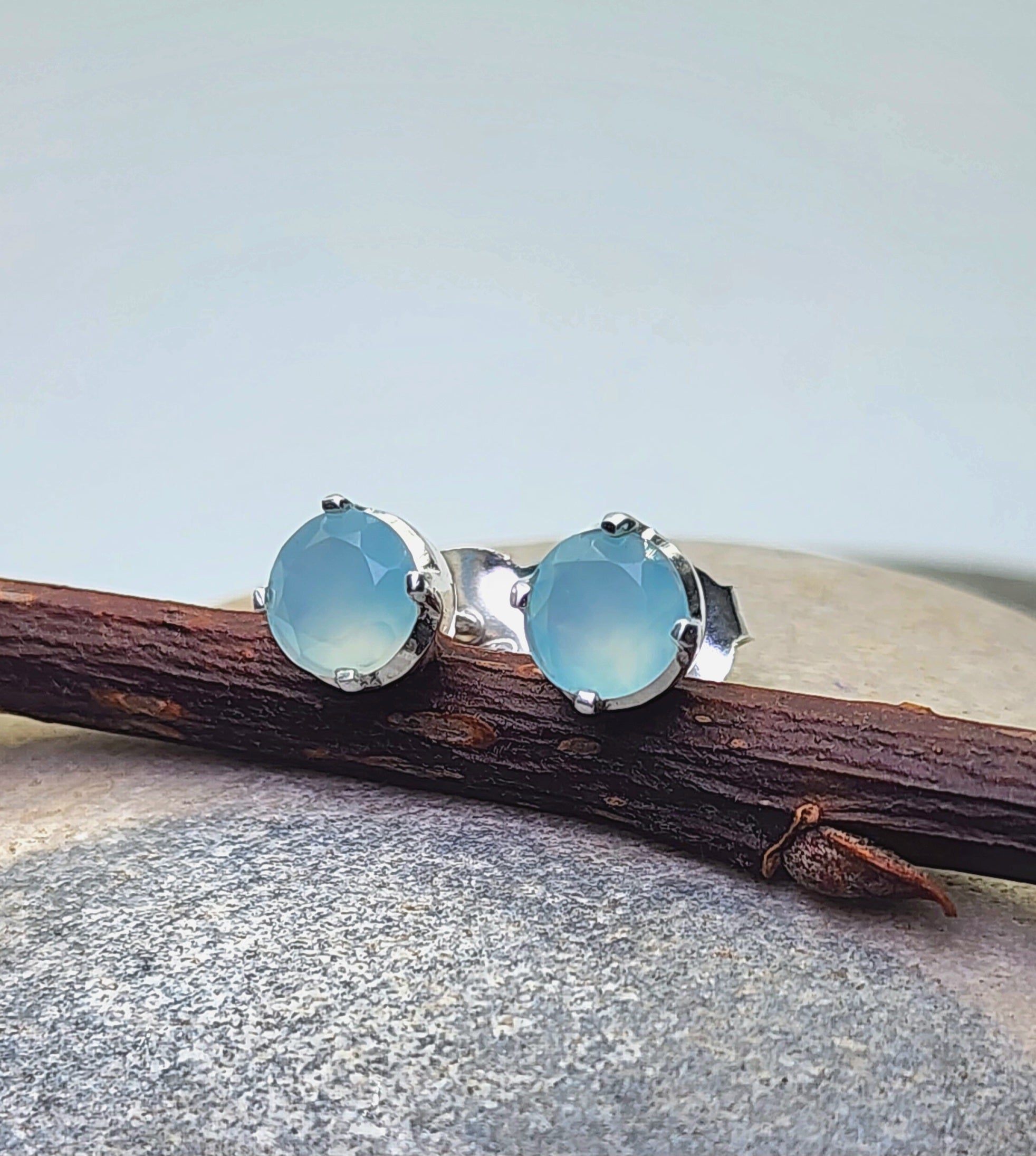 Chalcedony studs on sale