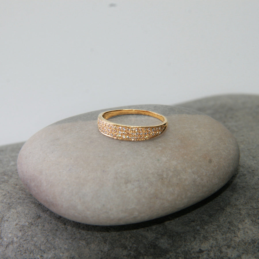 Cubic Zircon Pave Ring in Gold