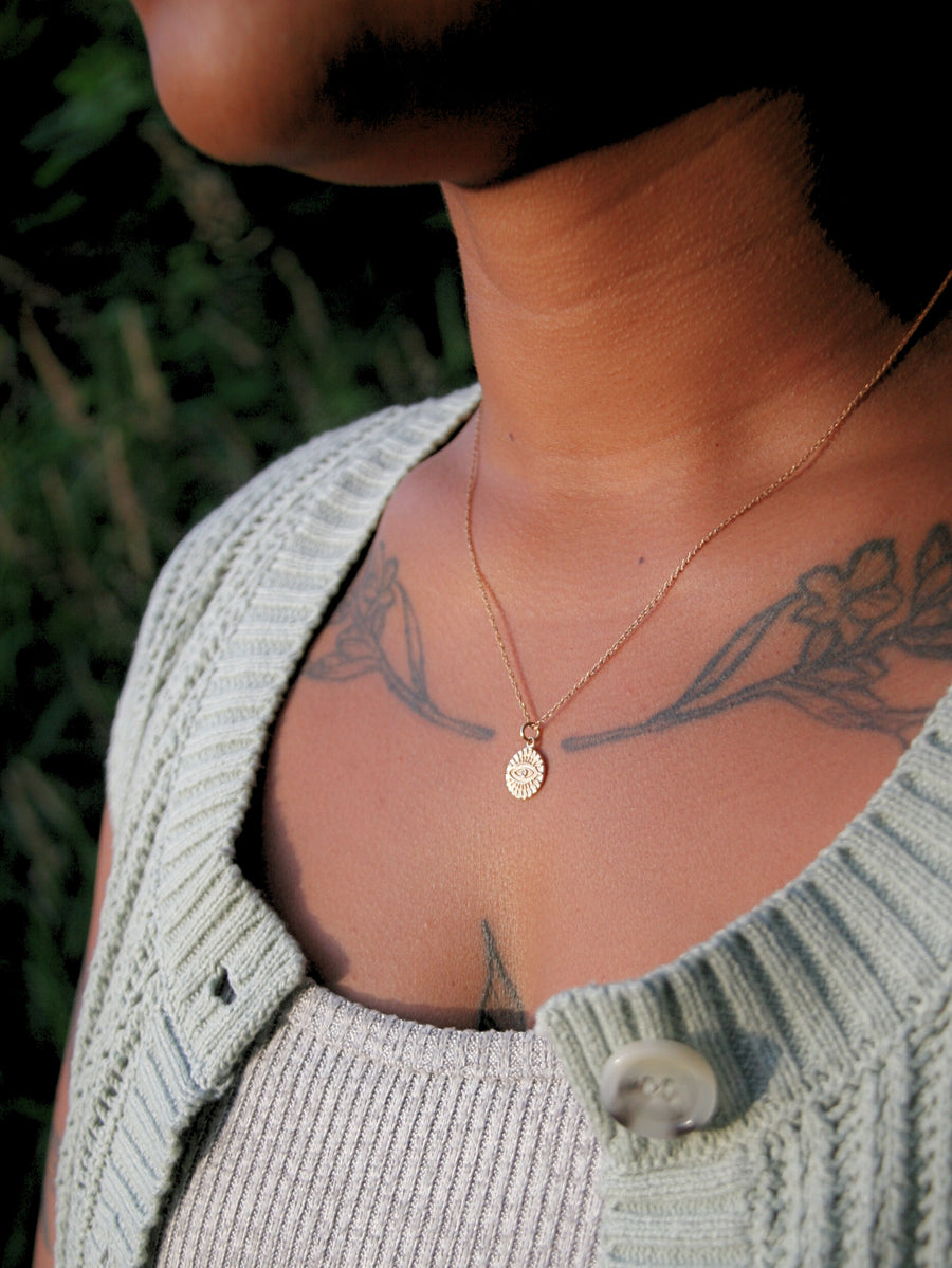 Radiant Evil Eye Necklace in Gold - Protection