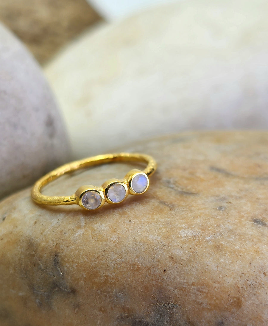 Unity Ring in Rainbow Moonstone + Gold