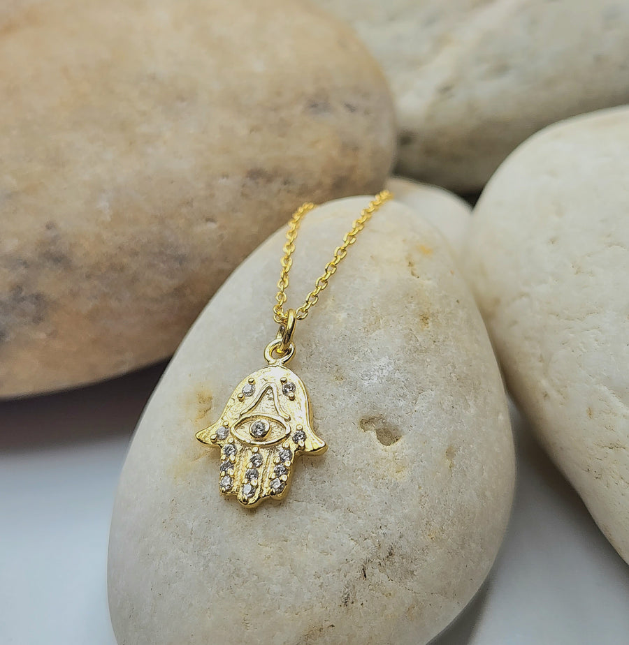 Hamsa Necklace 14K Gold Vermeil