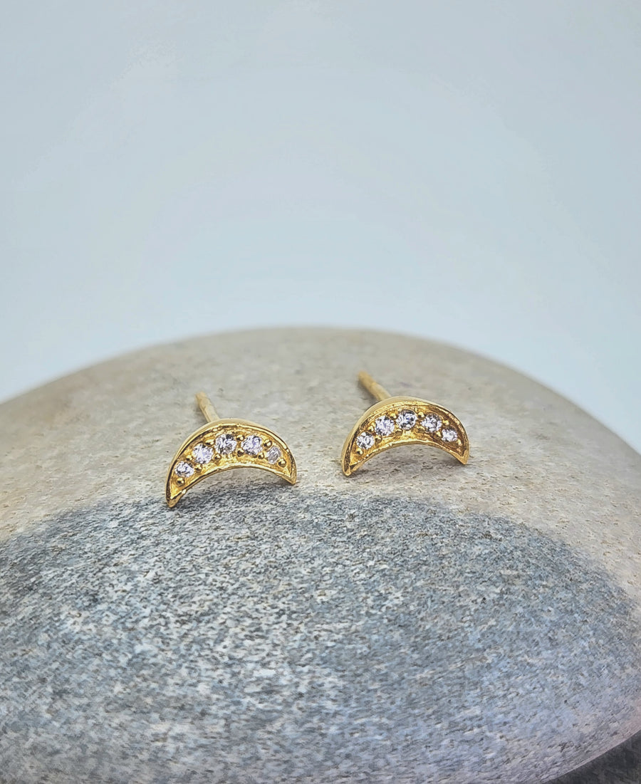 Crescent Moon Earrings 14K Gold Vermeil