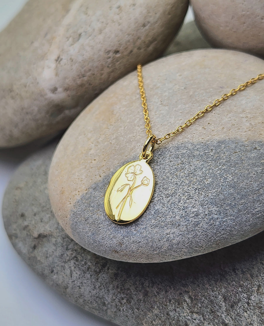 April Birth Flower Necklace in Sweetpea + Sterling Silver