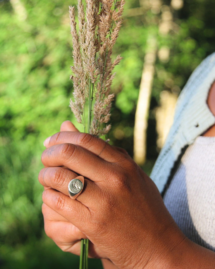 Bee Signet Ring in Sterling Silver – Community + Strength