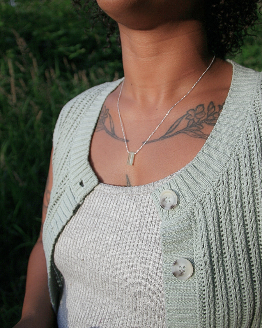 Trust Yourself Neckalce in Prehnite Rectangle + Sterling Silver