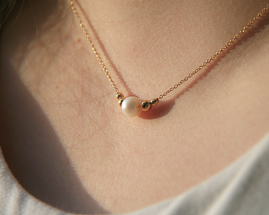 Pearl & Gold Bead Necklace – Grace & Balance
