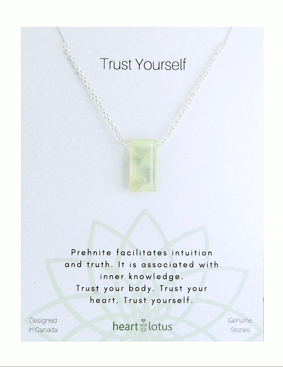 Trust Yourself Neckalce in Prehnite Rectangle + Sterling Silver
