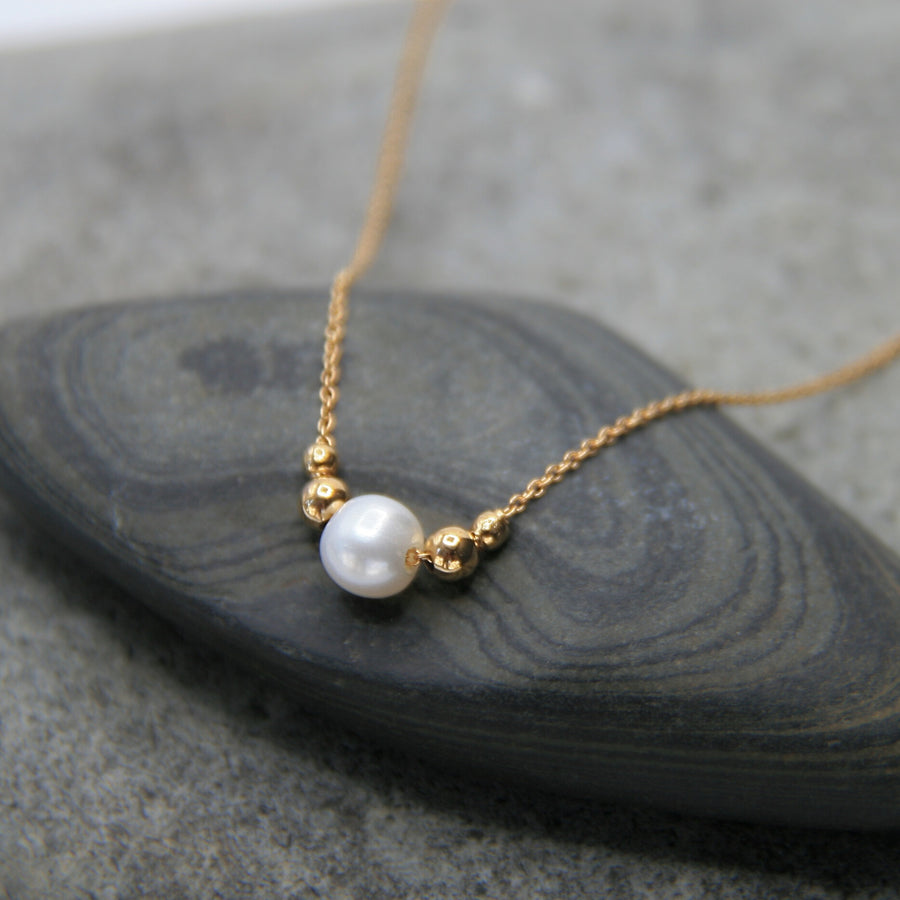 Pearl & Gold Bead Necklace – Grace & Balance