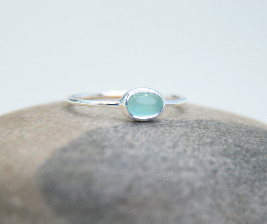 Aqua Chalcedony Ring in Sterling Silver - Clarity and Calm