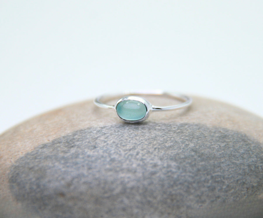 Aqua Chalcedony Ring in Sterling Silver - Clarity and Calm