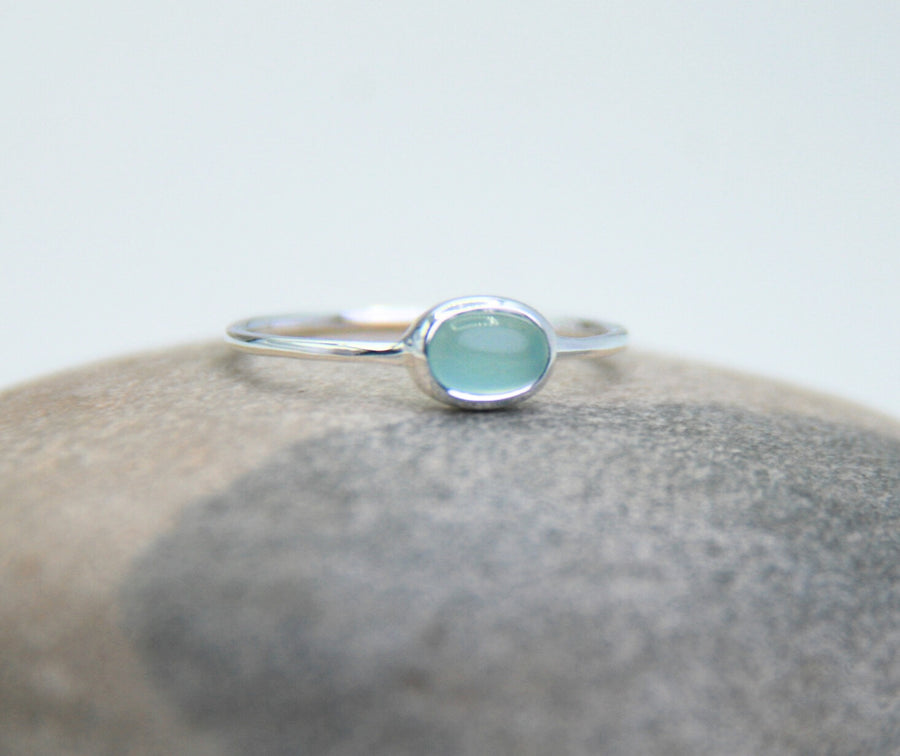 Aqua Chalcedony Ring in Sterling Silver - Clarity and Calm