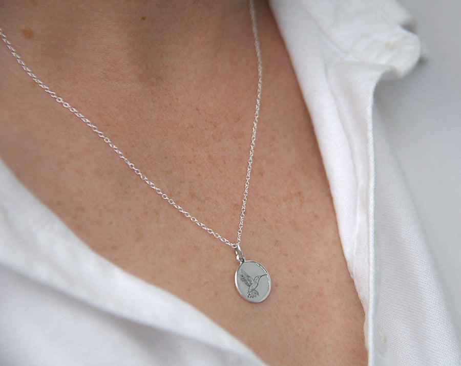 Hummingbird Necklace in Sterling Silver
