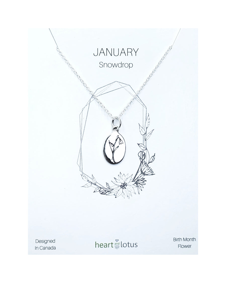 January Snowdrop Birthflower Necklace 14K Gold Vermeil