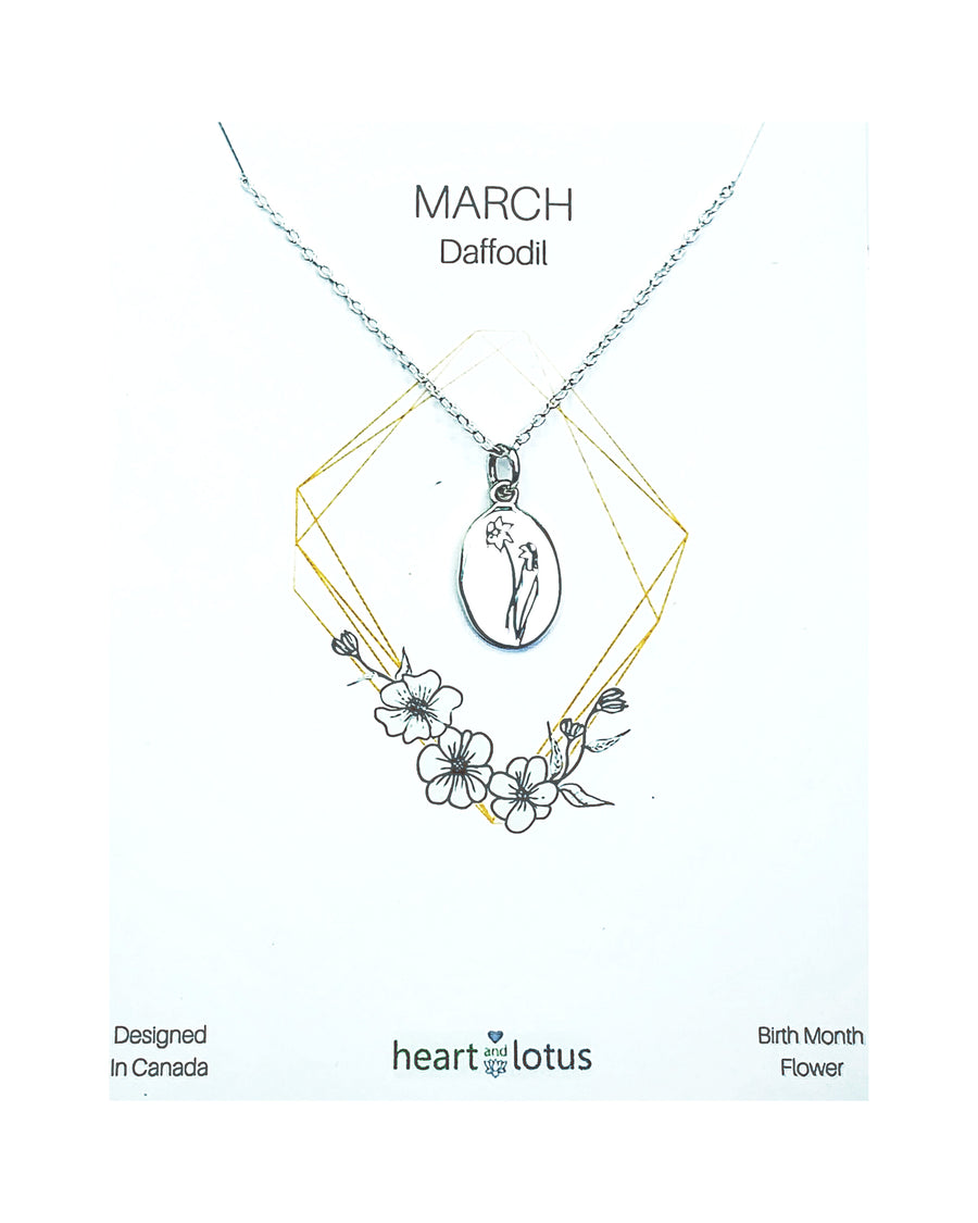 March Birth Flower Necklace in Daffodil + Gold