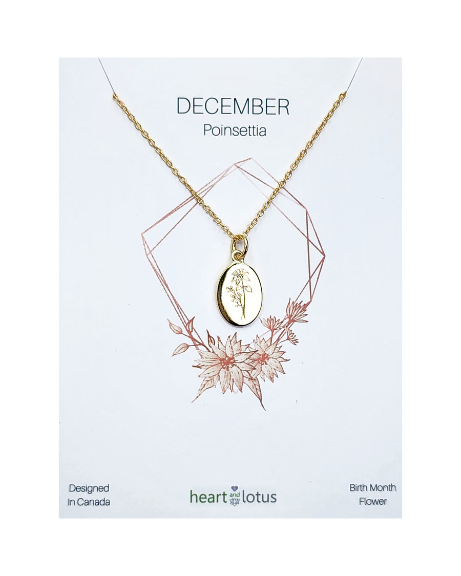 December Birth Flower Necklace in Poinsettia + Gold
