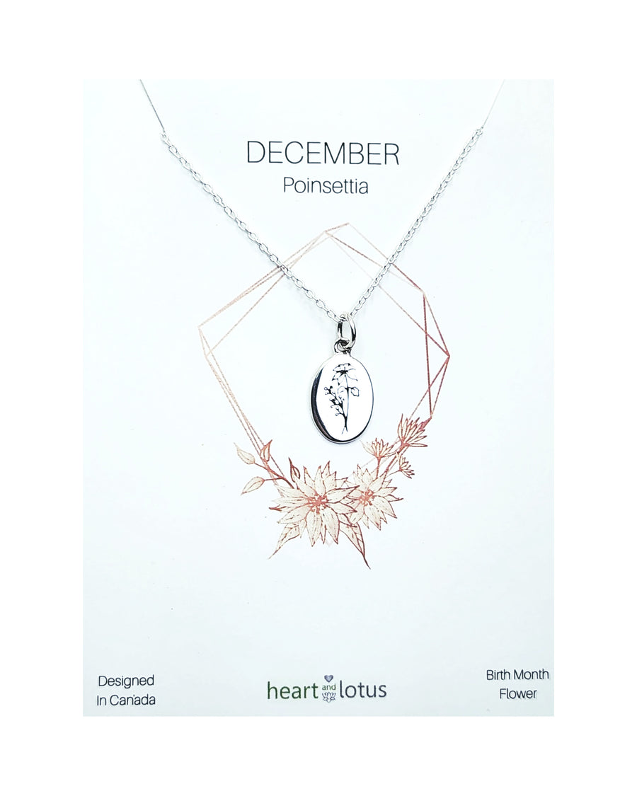 December Birth Flower Necklace in Poinsettia + Gold