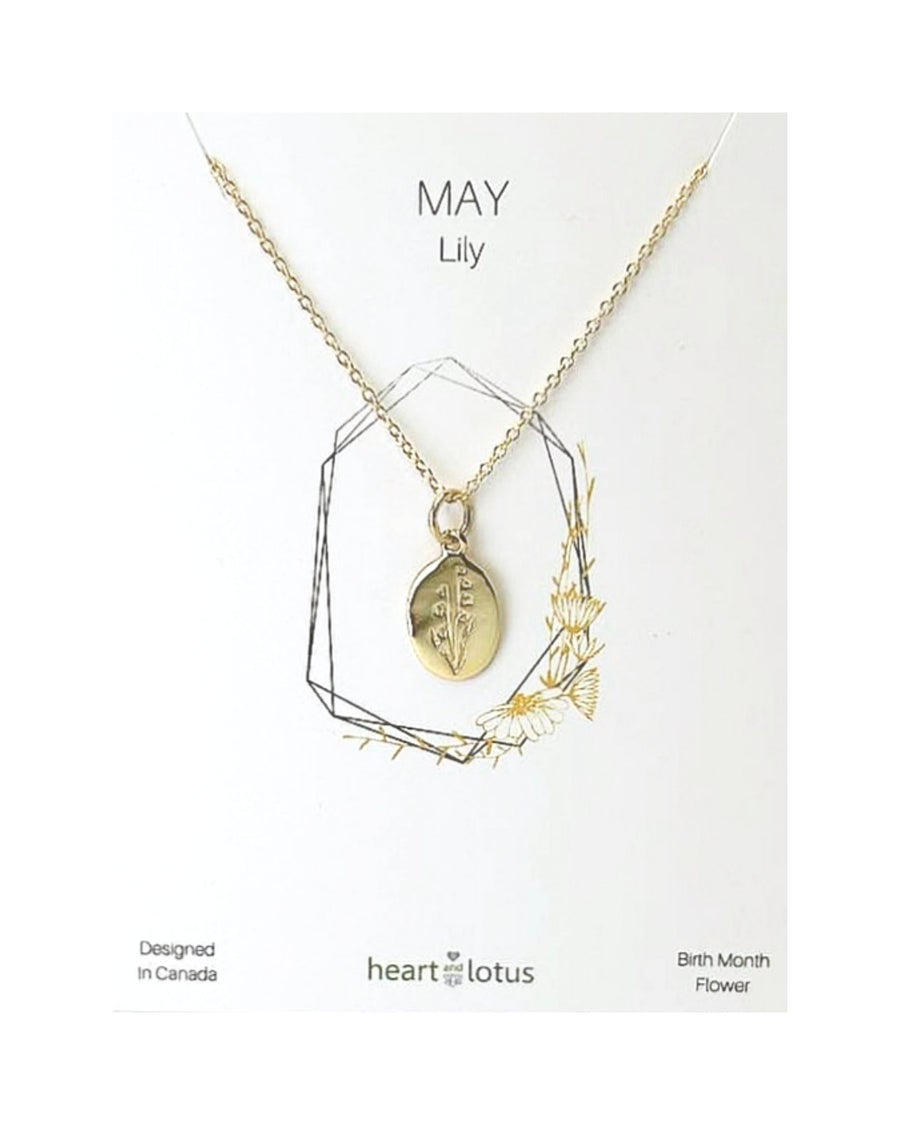 May Lily Birth Flower Necklace 14K Gold Vermeil