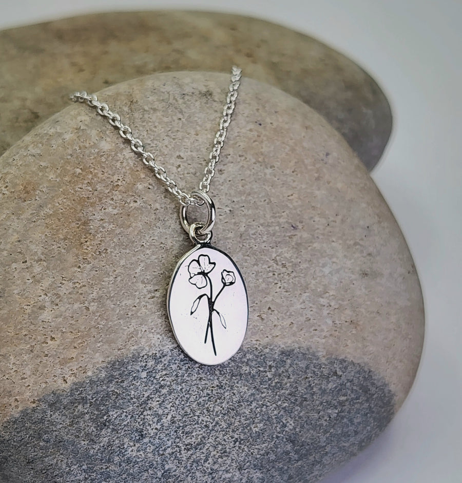 April  Birth Flower Necklace in Sweetpea + Gold