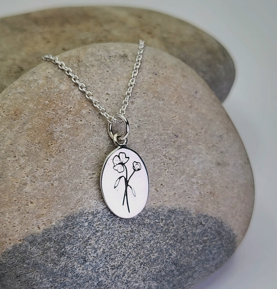 April Sweetpea Birth Flower Necklace Sterling Silver