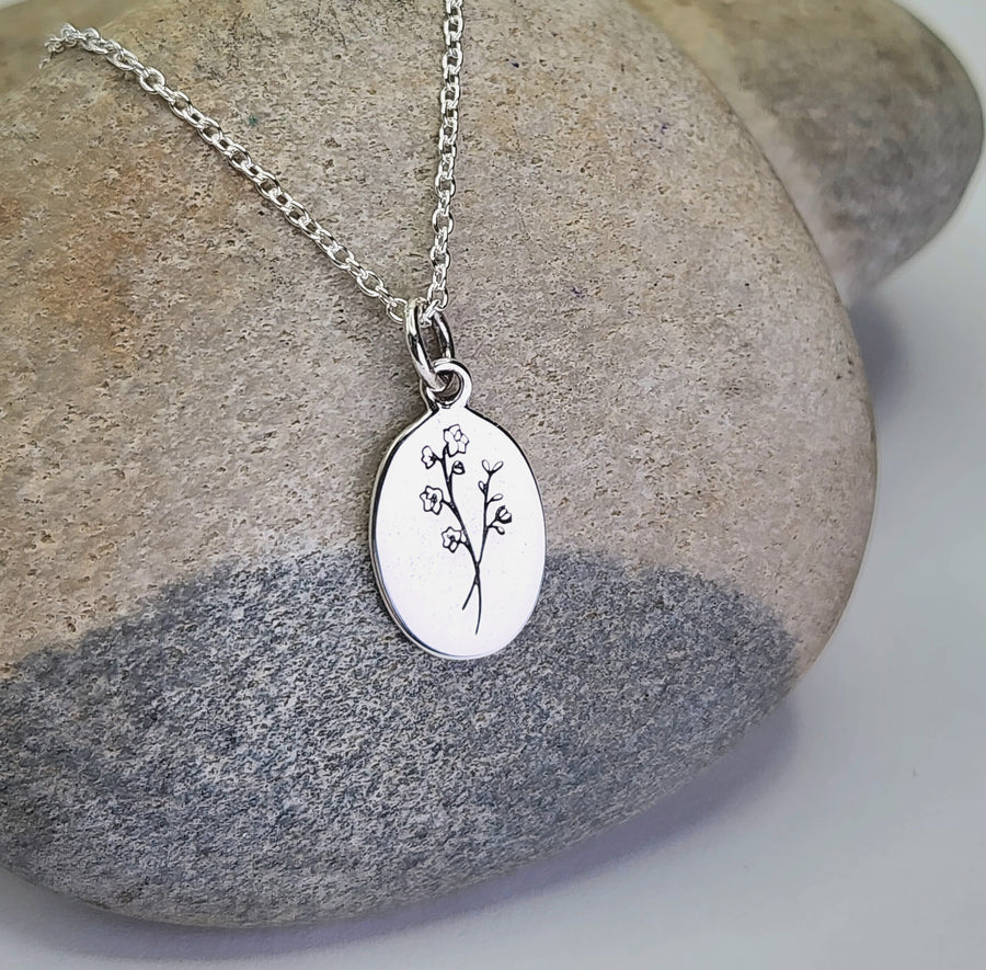 July Birth Flower Necklace in Larkspur + Gold