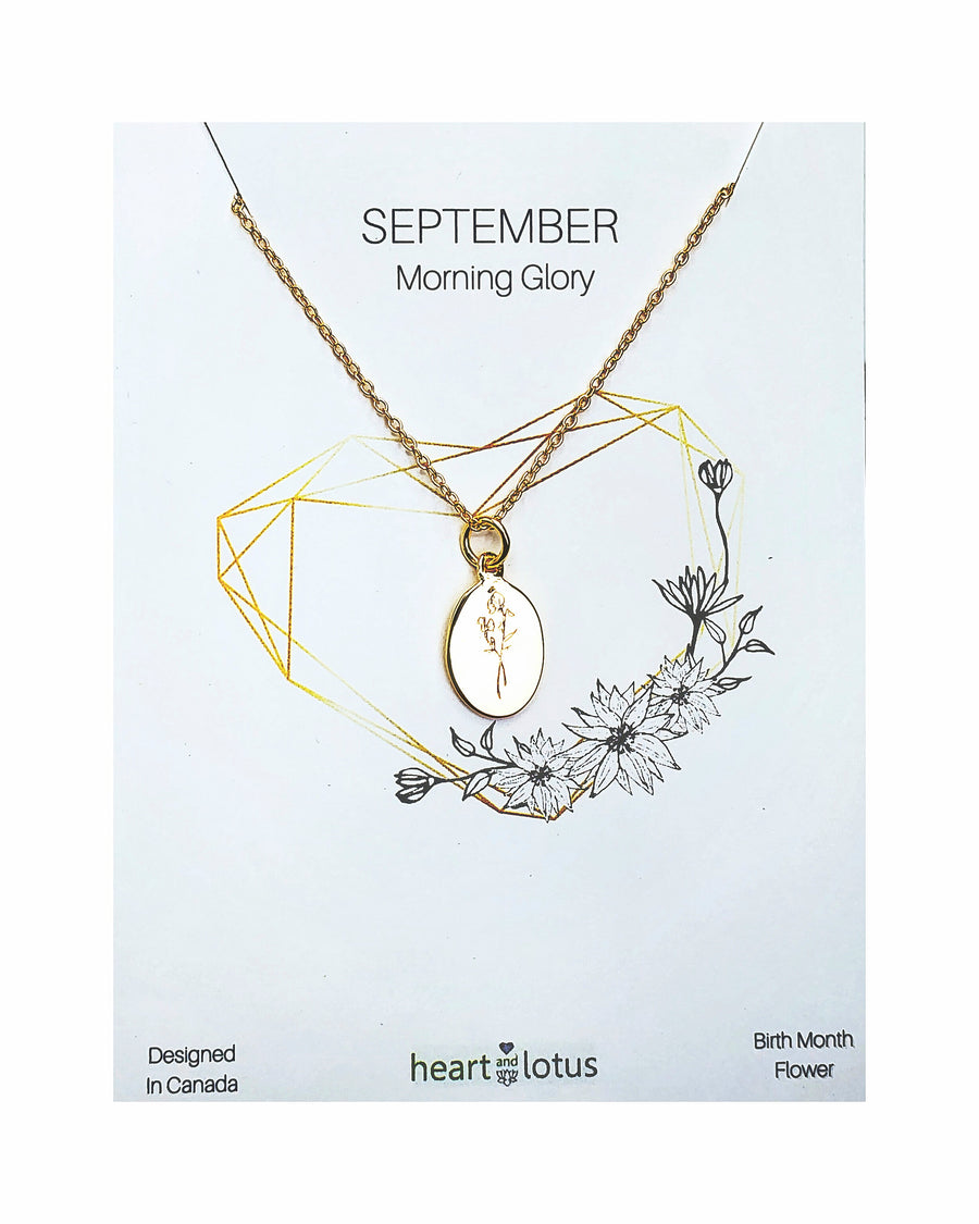 September Birth Flower Necklace in Morning Glory Gold