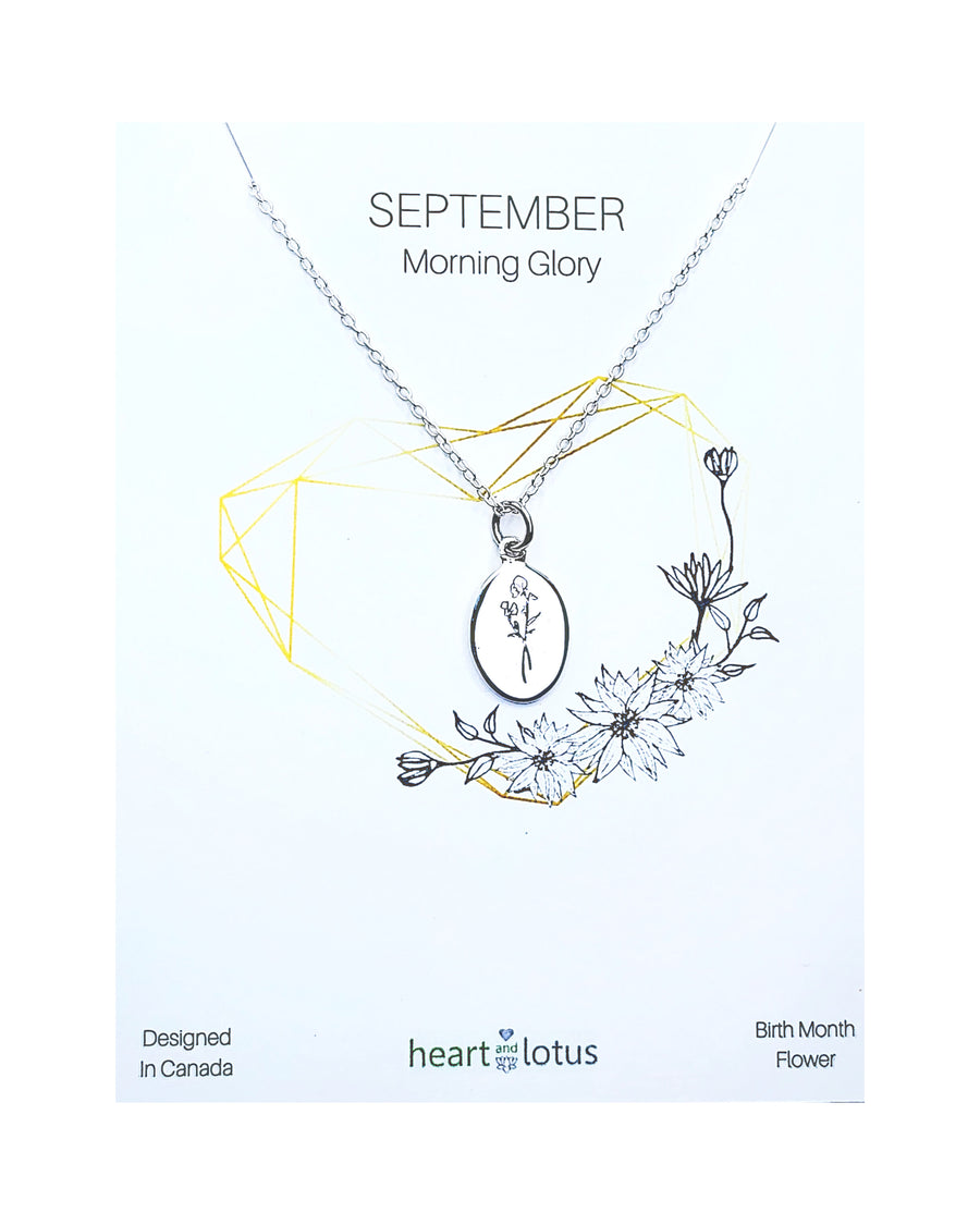 September Birth Flower Necklace in Morning Glory Gold