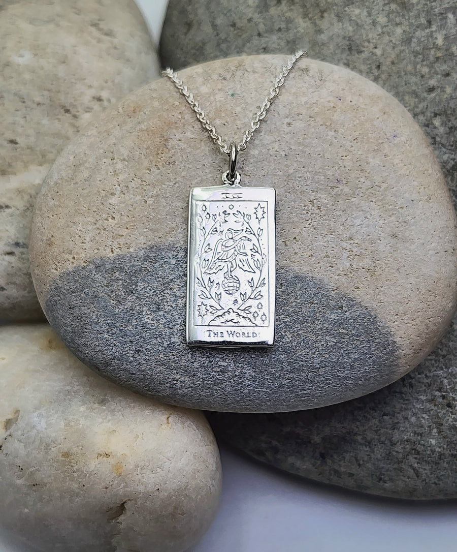 Tarot Necklace 'The World' in Sterling Silver