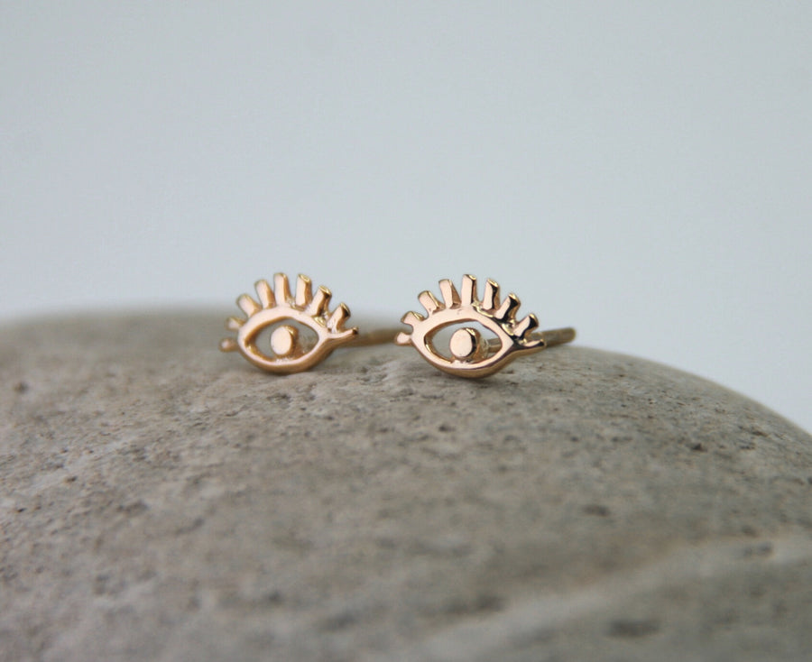Evil Eye Stud Earrings in Gold Vermeil - Protection