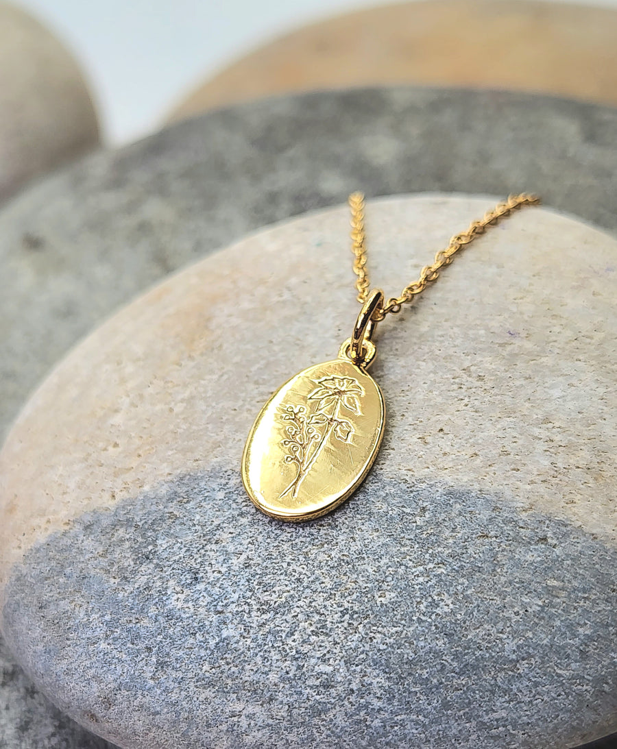 December Poinsettia Birth Flower Necklace 14K Gold Vermeil