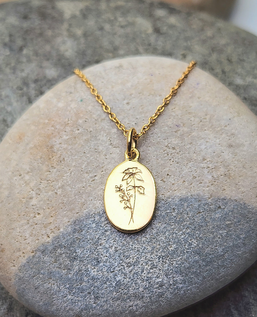 December Poinsettia Birth Flower Necklace 14K Gold Vermeil