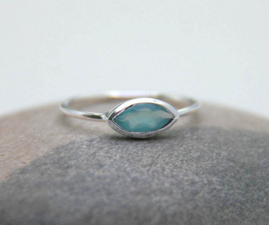 Marquise Cut Rainbow Moonstone Ring - Intuition and Balance