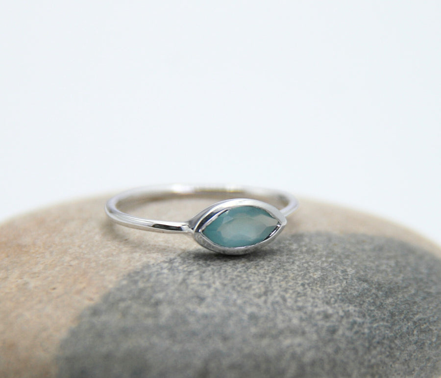 Aqua Chalcedony Sterling Silver Ring - Calm + Clarity