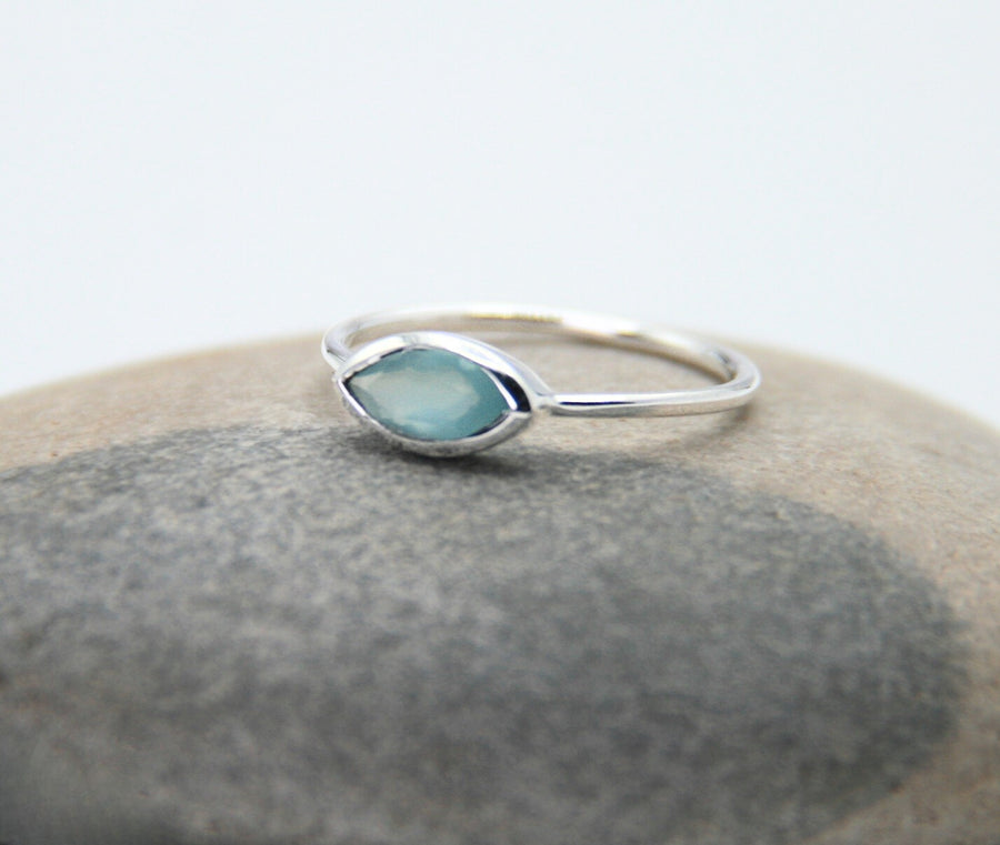 Aqua Chalcedony Sterling Silver Ring - Calm + Clarity