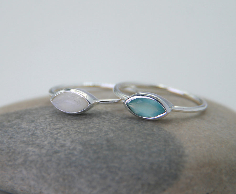 Aqua Chalcedony Sterling Silver Ring - Calm + Clarity