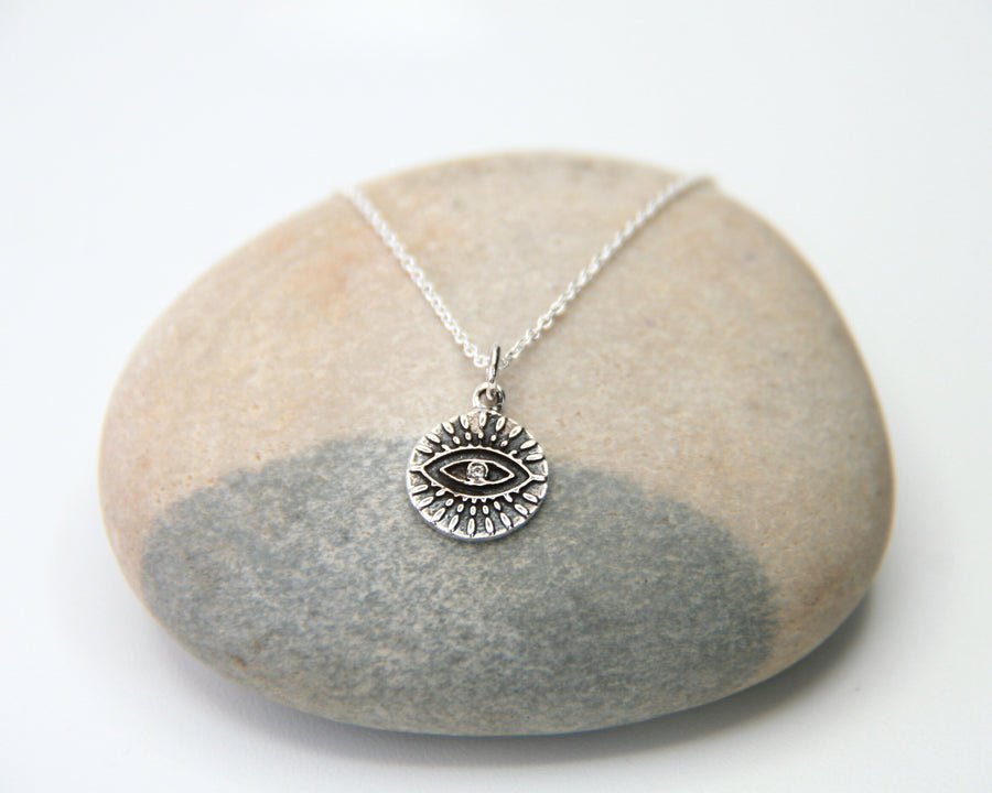 Evil Eye Necklace in Sterling Silver - Protection