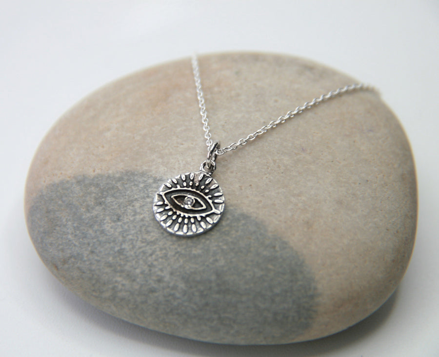 Evil Eye Necklace in Sterling Silver - Protection