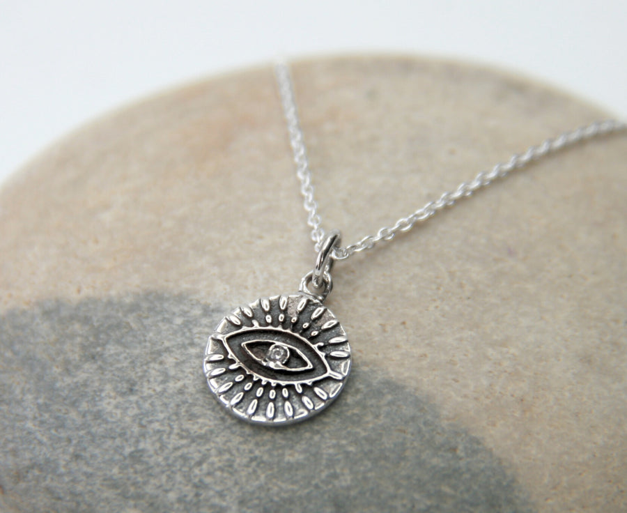Evil Eye Necklace in Sterling Silver - Protection