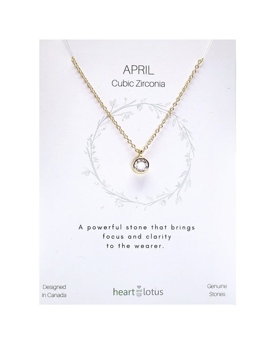 April Birthstone Necklace in Cubic Zirconia + Sterling Silver
