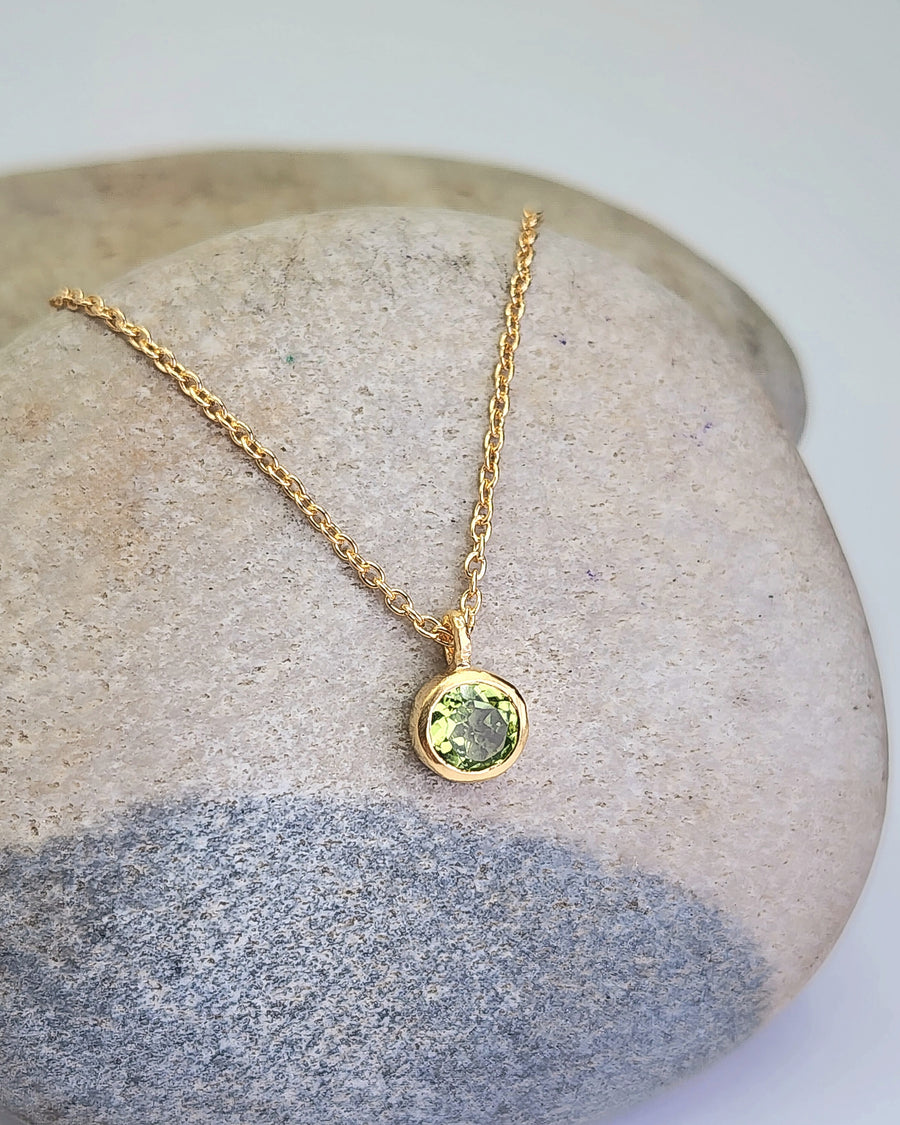 August Peridot Birthstone Necklace 14K Gold Vermeil