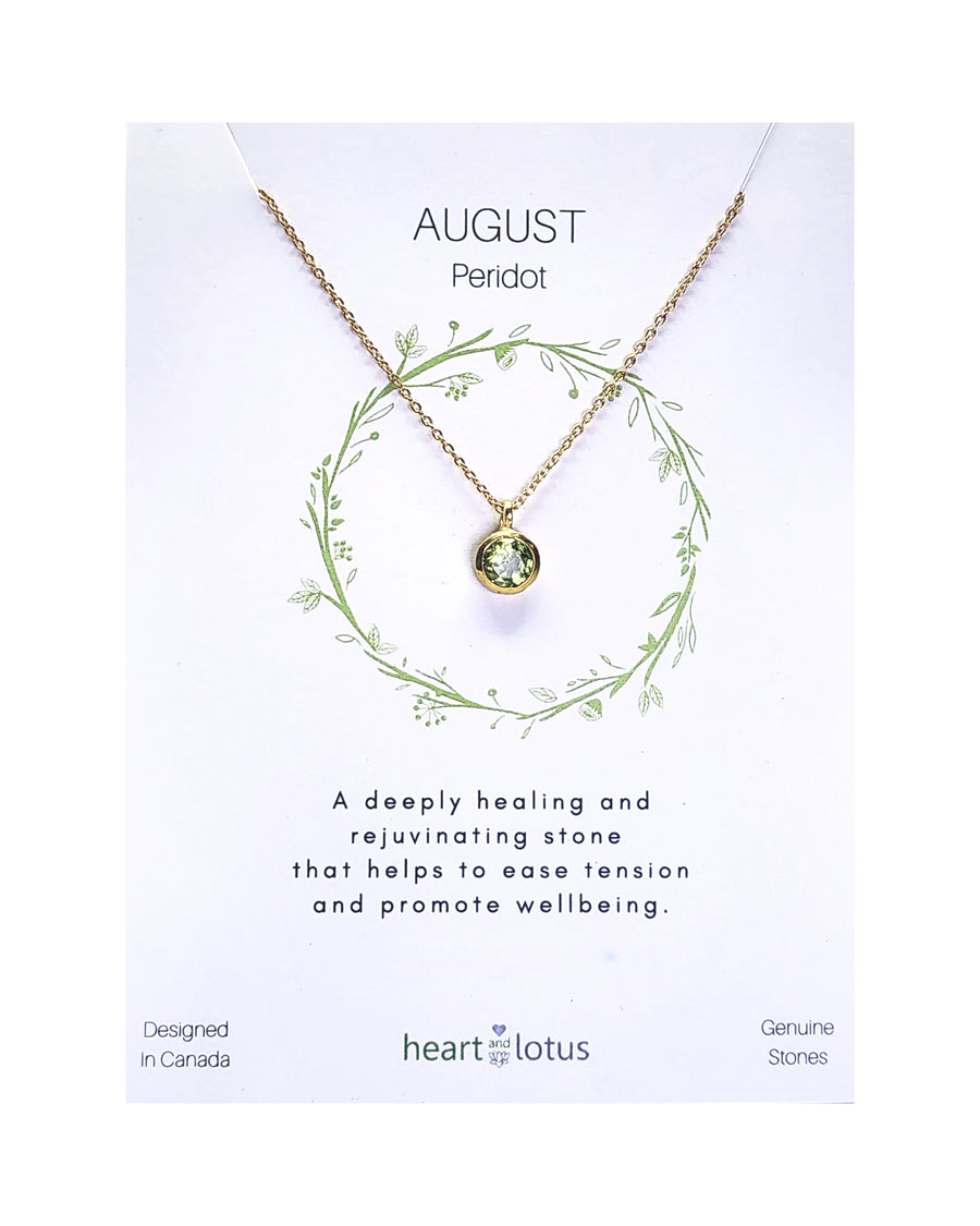 August Peridot Birthstone Necklace 14K Gold Vermeil
