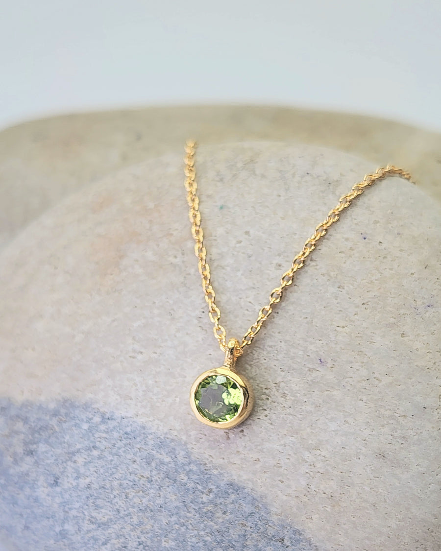 August Peridot Birthstone Necklace Sterling Silver