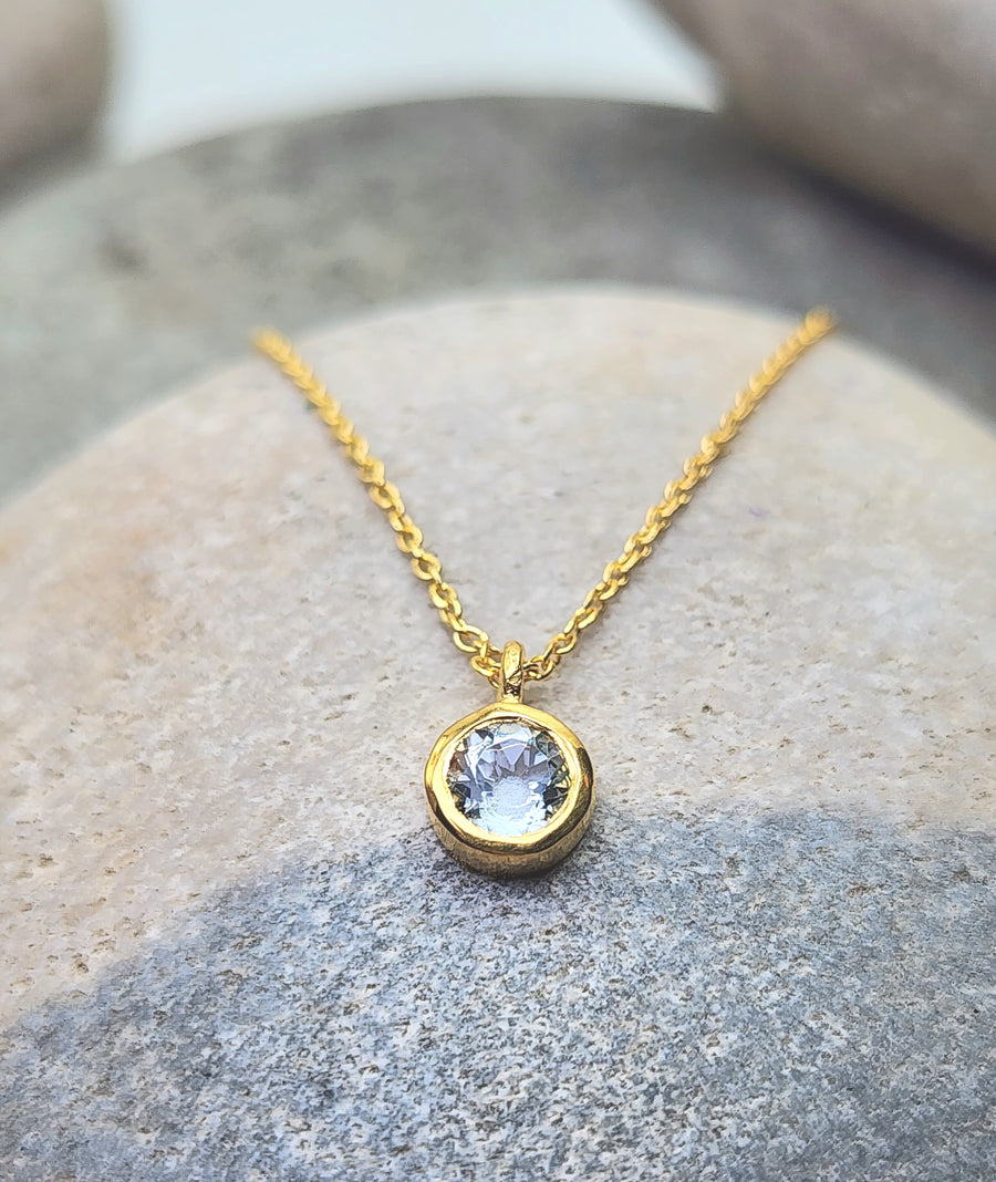 April Birthstone Necklace in Cubic Zirconia + Sterling Silver