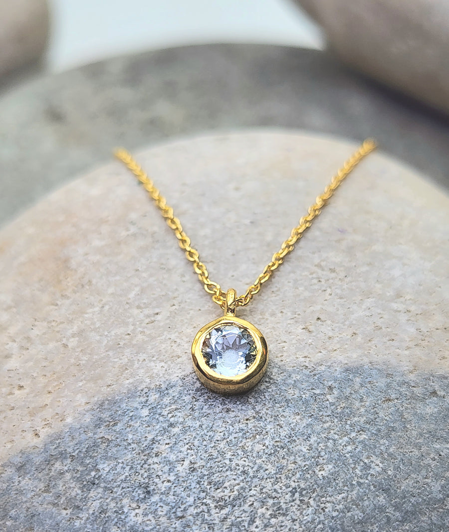 April Cubic Zirconia Birthstone Necklace 14K Gold Vermeil