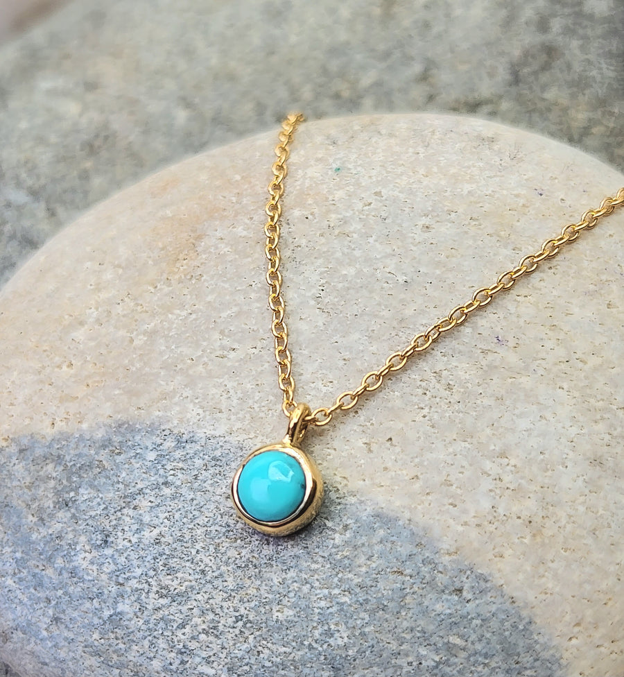 December Birthstone Necklace in Turquoiuse + Sterling Silver