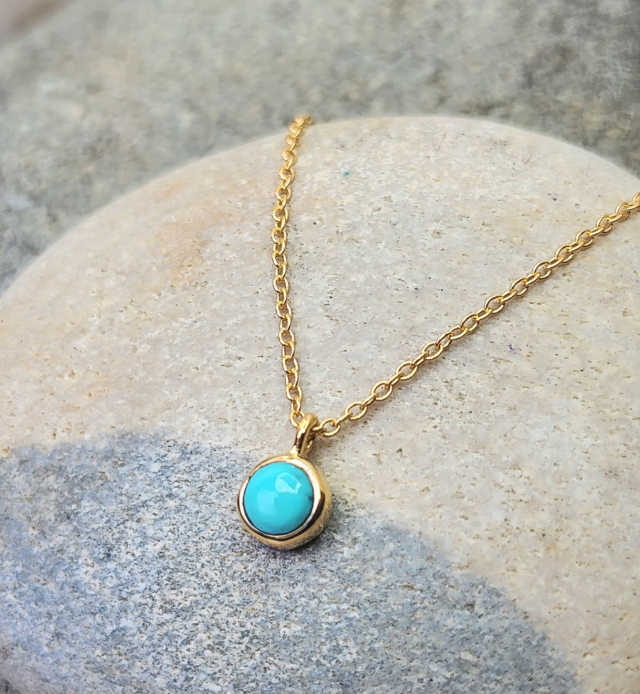 December Turquoise Birthstone Necklace Sterling Silver