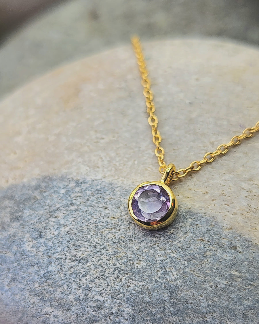 February Amethyst Birthstone Necklace Sterling Silver