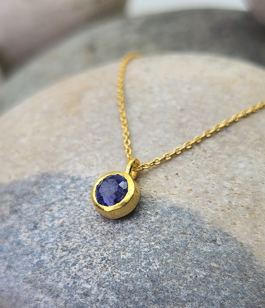 September Blue Sapphire Birthstone Necklace Sterling Silver