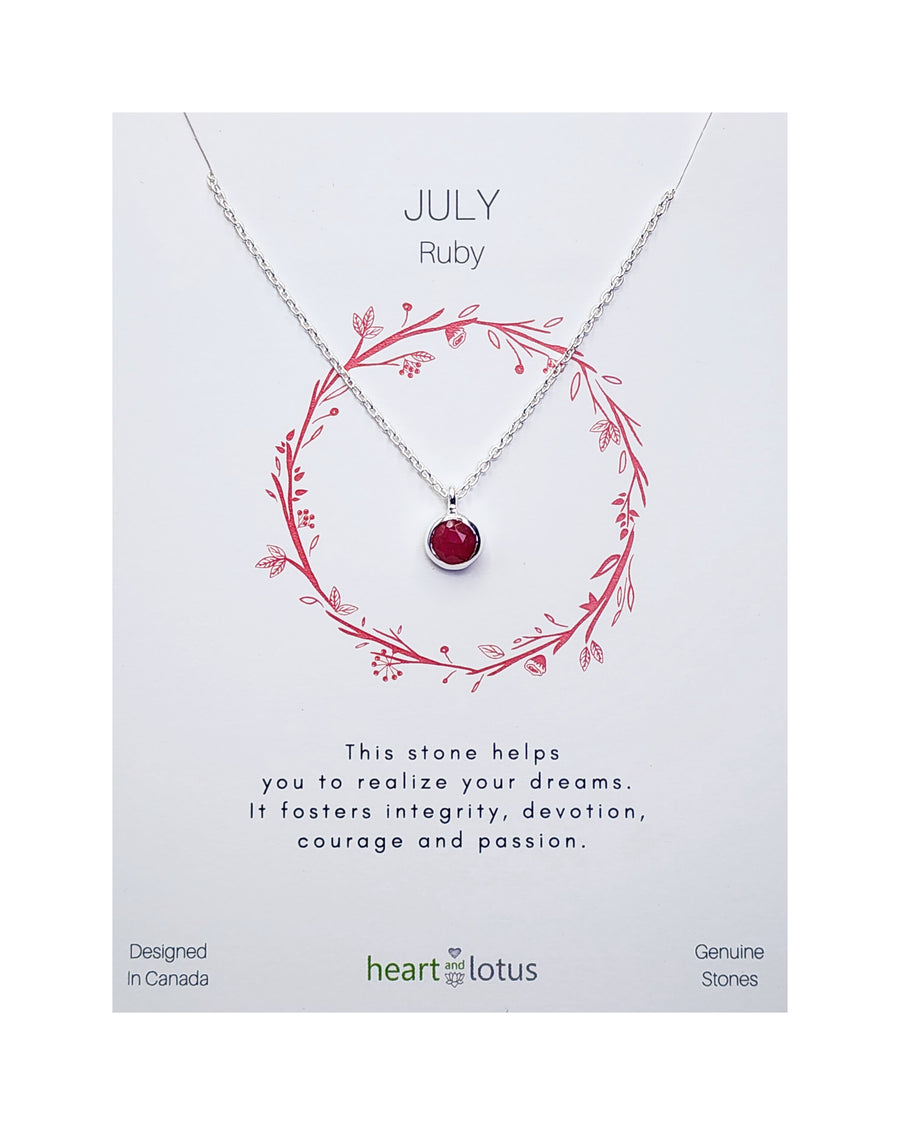 July Ruby Birthstone Necklace 14K Gold Vermeil